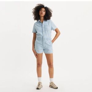 Outerknown S.E.A. Suit Short Casual Light Blue Denim Romper